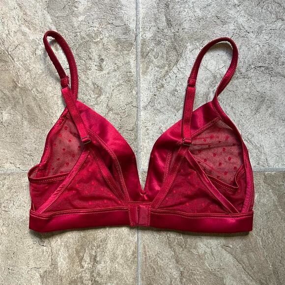 Intimissimi Bra 32B Wireless Red Polka Dot Sheer Romantic Feminine Maximalist - Picture 3 of 5